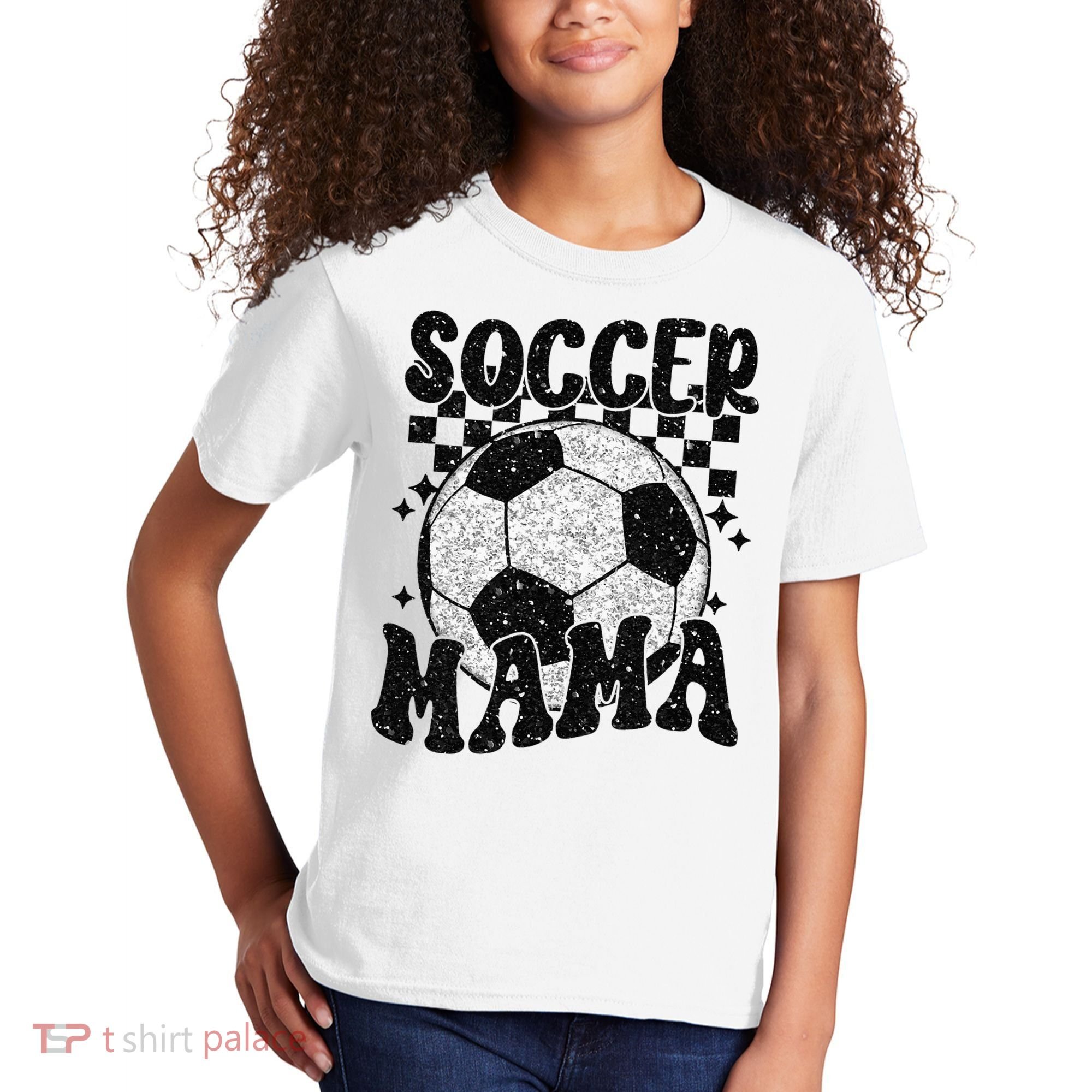 Checkered Soccer Mama Retro Soccer Mom Soccer Season Kids T-Shirt
