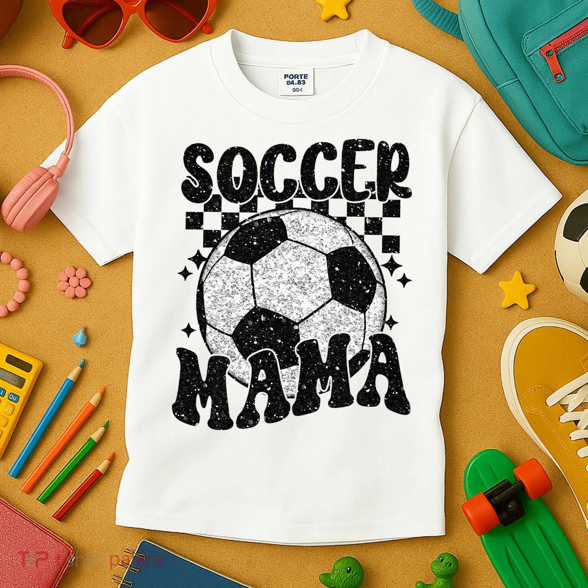Checkered Soccer Mama Retro Soccer Mom Soccer Season Kids T-Shirt