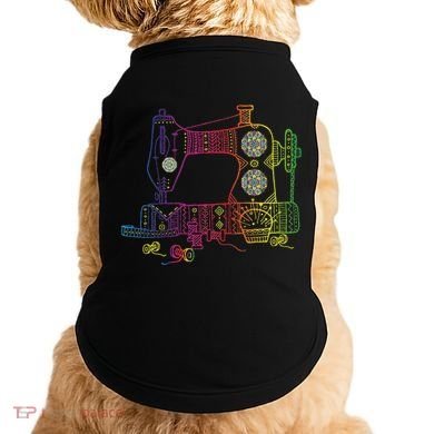 Colorful Sewing Machine Quilter Quilting Seamstress Doggie Tank