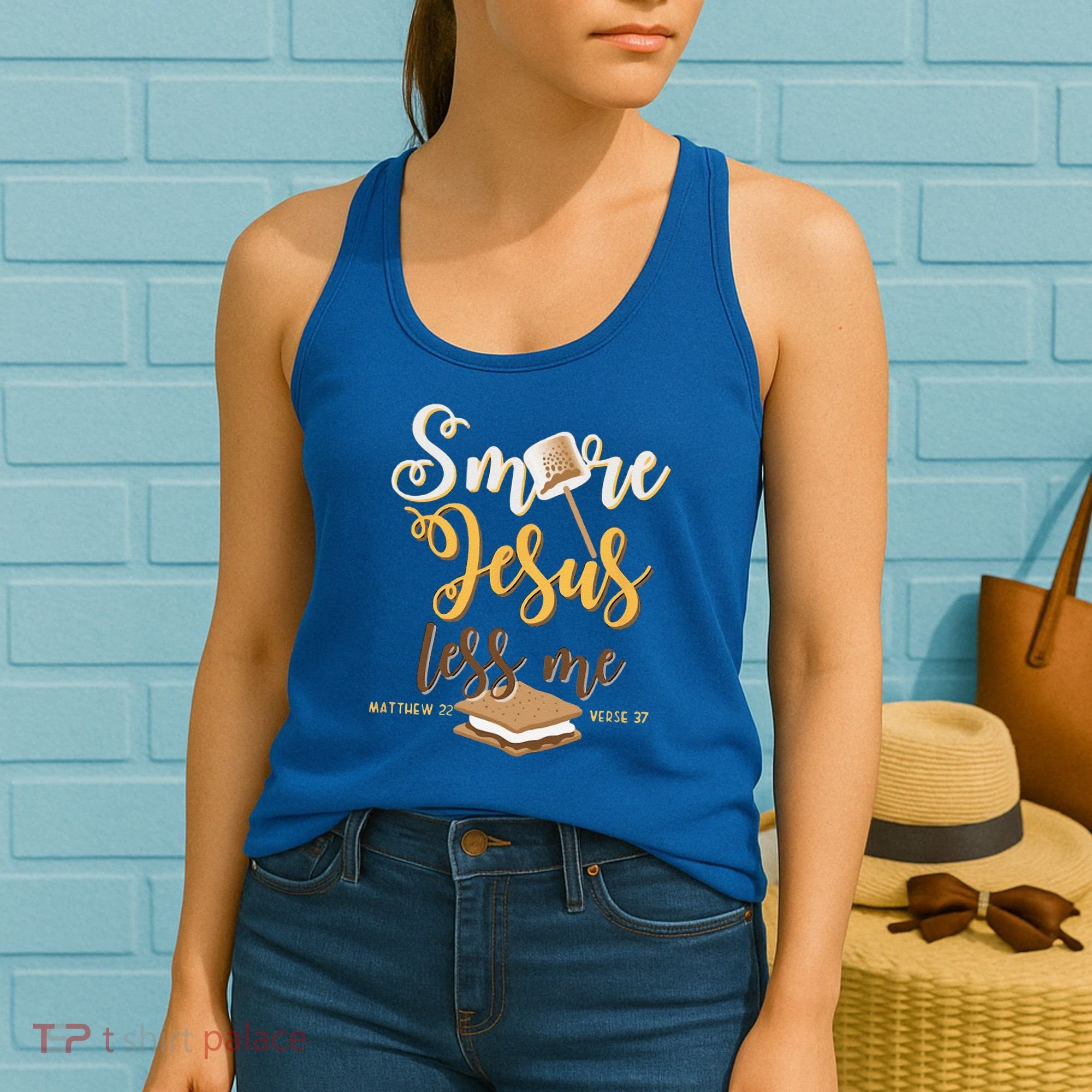 Christian Smore More Jesus Less Me Camping Chocolate Dessert Women's Tank Top