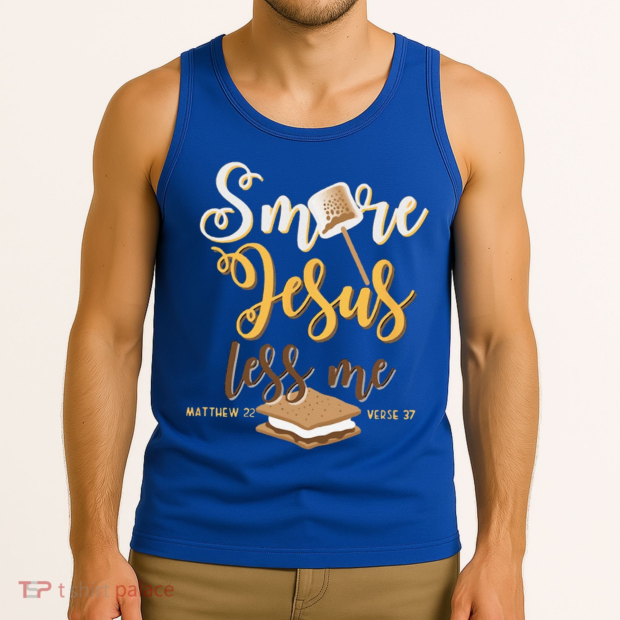 Christian Smore More Jesus Less Me Camping Chocolate Dessert Tank Top