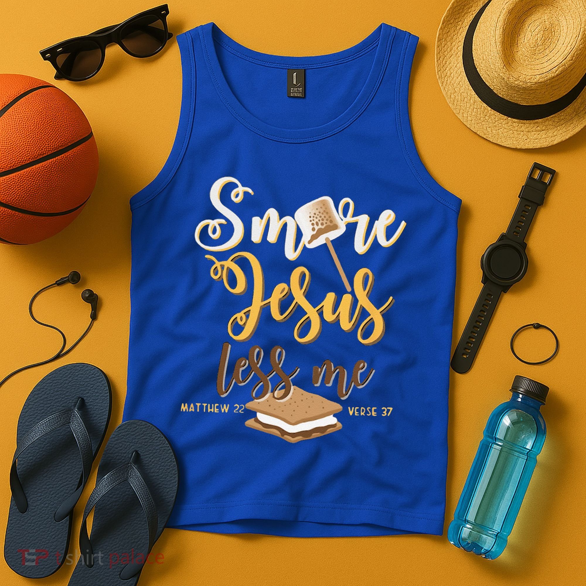 Christian Smore More Jesus Less Me Camping Chocolate Dessert Tank Top