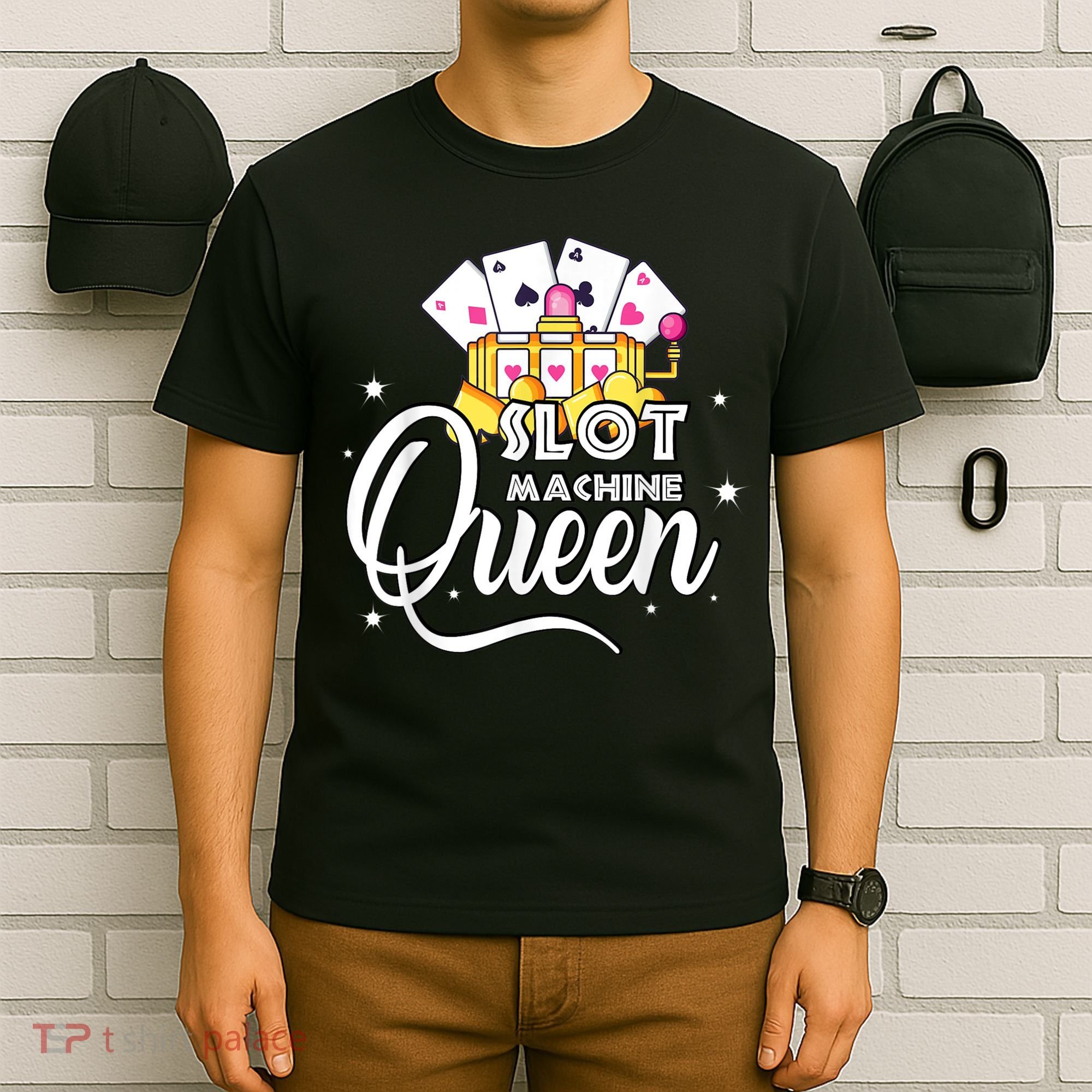 Cute Slot Machine Queen Funny Casino Gambling T-Shirt