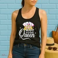 Cute Slot Machine Queen Funny Casino Gambling Women's Tank Top thumb 2