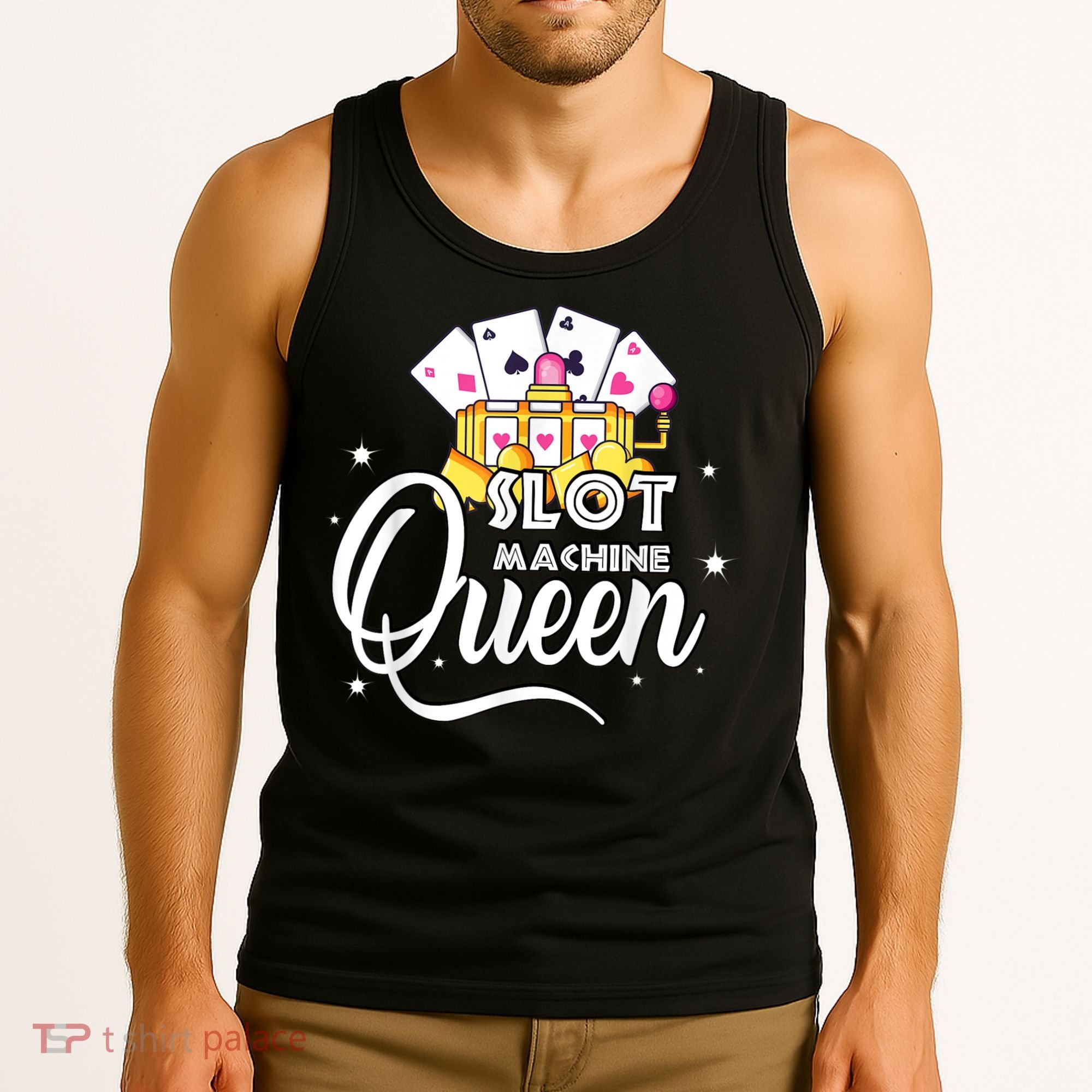 Cute Slot Machine Queen Funny Casino Gambling Tank Top