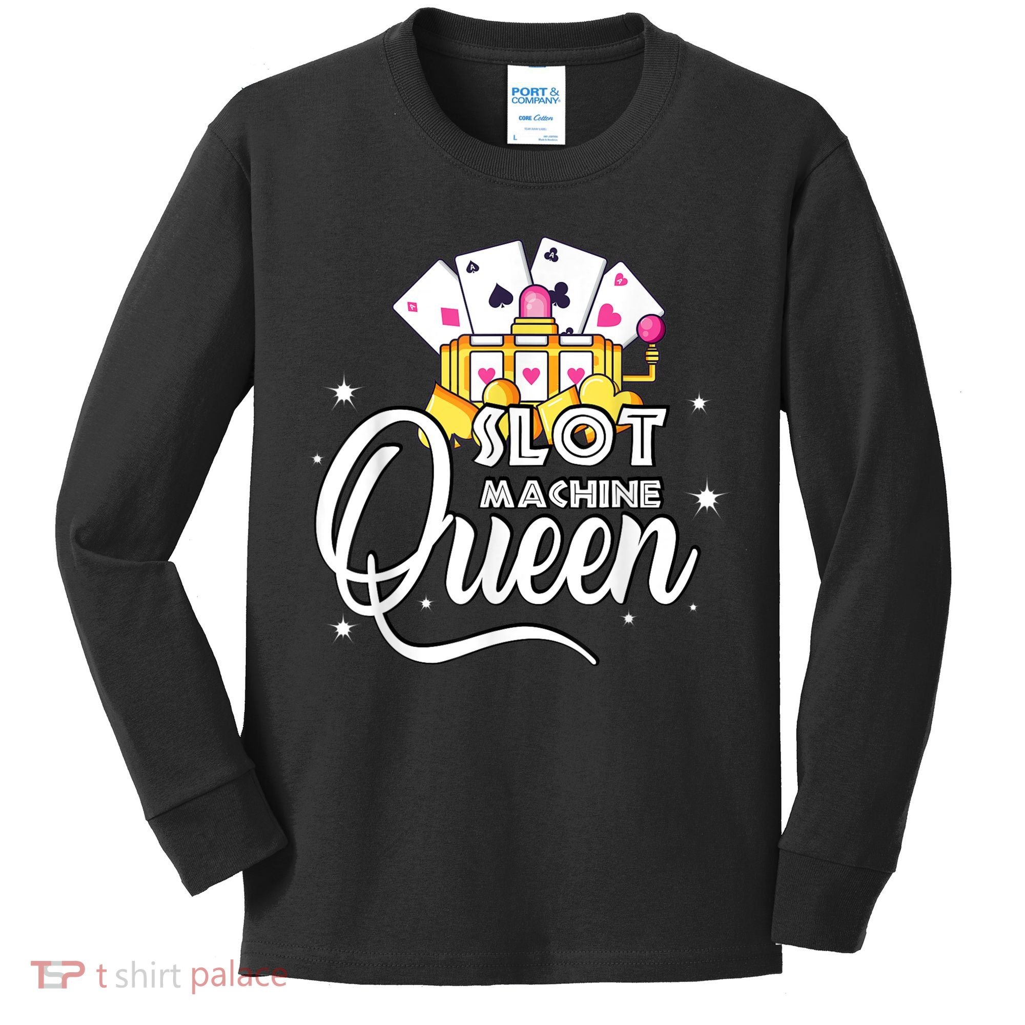 Cute Slot Machine Queen Funny Casino Gambling Kids Long Sleeve Shirt