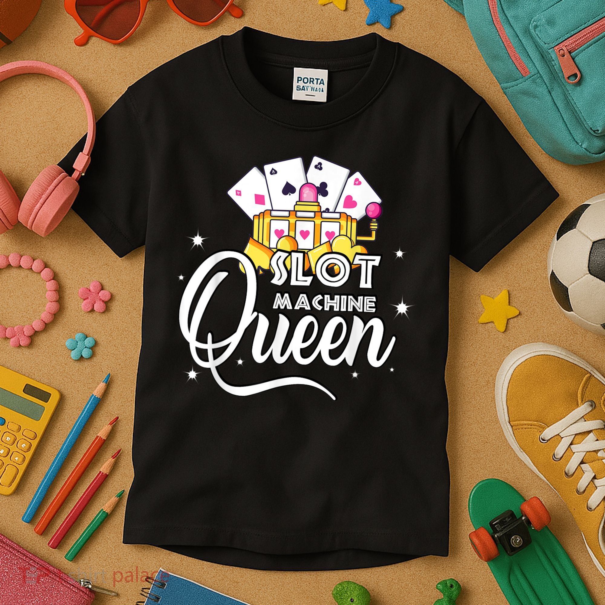 Cute Slot Machine Queen Funny Casino Gambling Kids T-Shirt