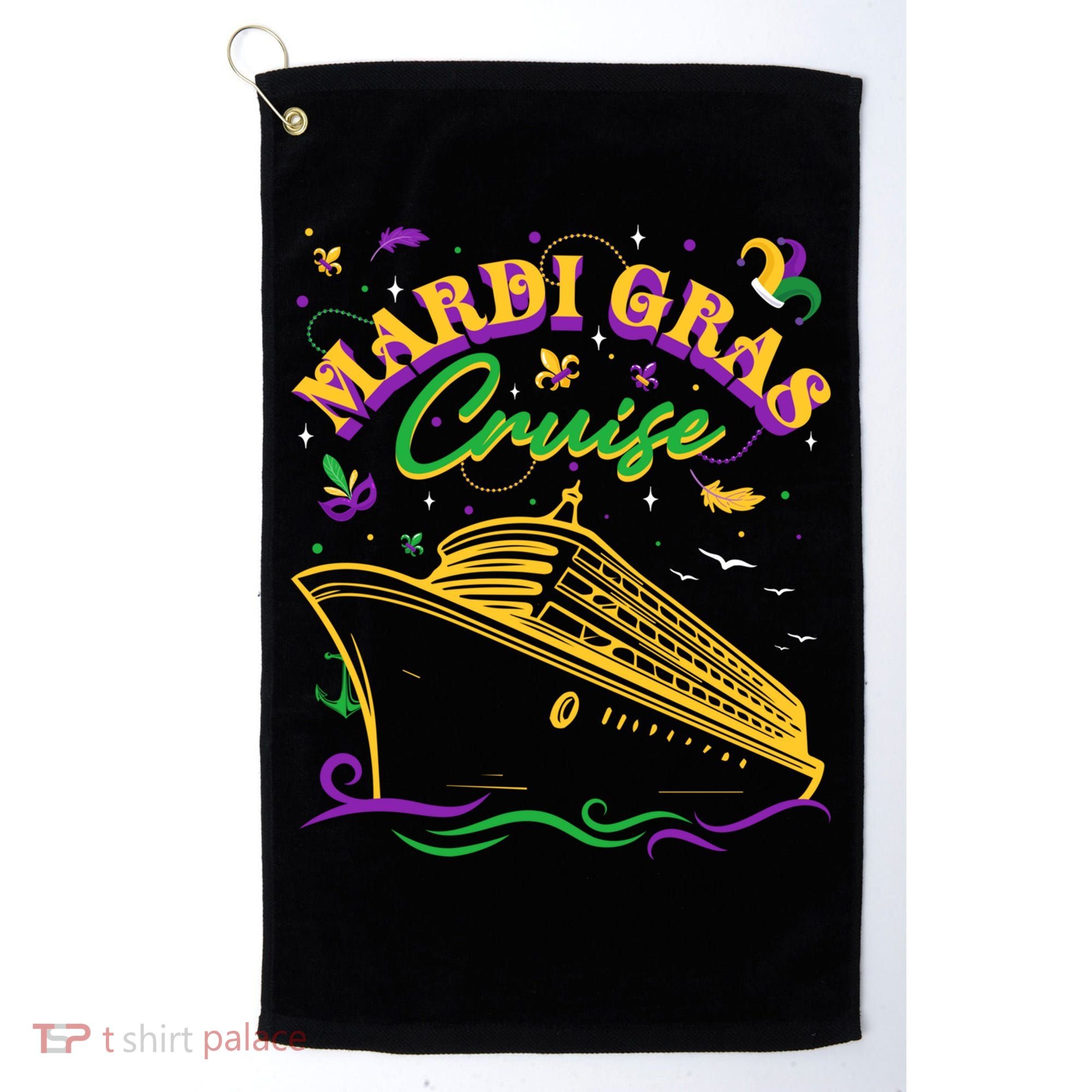 Cruise Ship Mardi Gras Ship Vacation Family Trip Gift Golf Towel