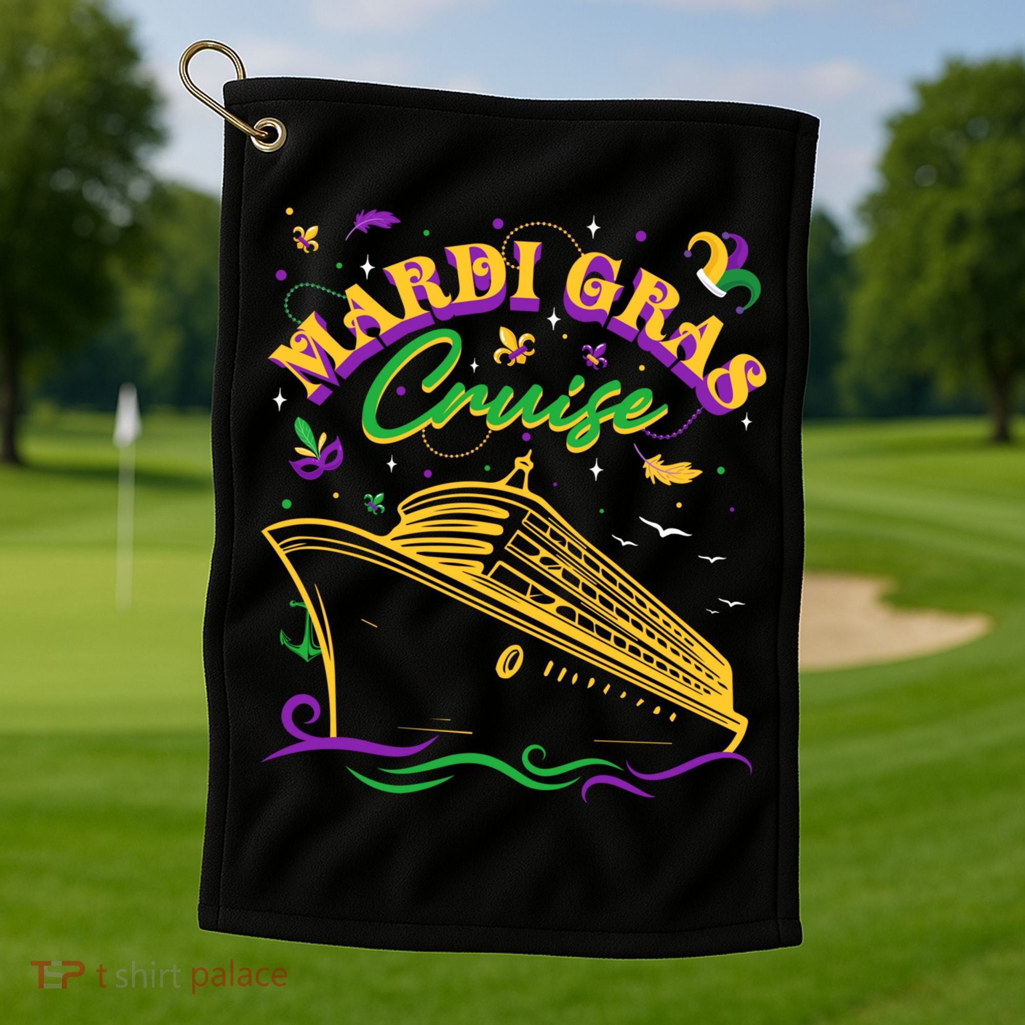 Cruise Ship Mardi Gras Ship Vacation Family Trip Gift Golf Towel