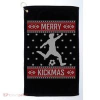 Christmas Soccer Merry Kickmas Ball Sport Player Xmas Meaningful Gift Golf Towel thumb 0