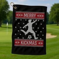 Christmas Soccer Merry Kickmas Ball Sport Player Xmas Meaningful Gift Golf Towel thumb 1