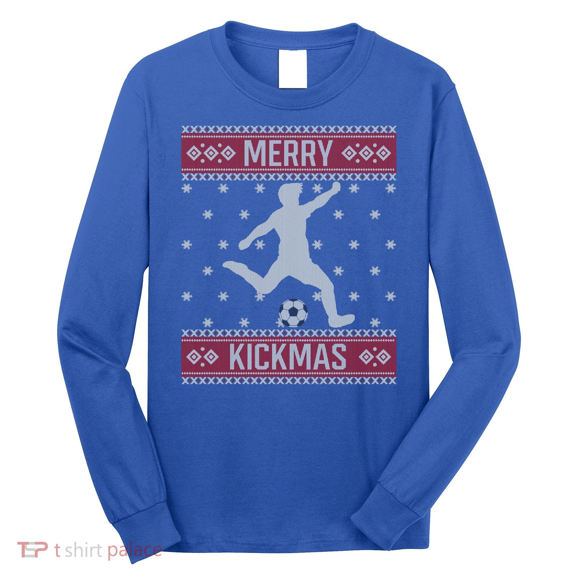 Christmas Soccer Merry Kickmas Ball Sport Player Xmas Meaningful Gift Long Sleeve Shirt