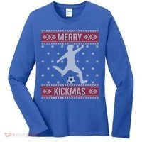 Christmas Soccer Merry Kickmas Ball Sport Player Xmas Meaningful Gift Women's Long Sleeve Shirt thumb 0