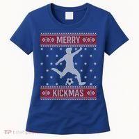 Christmas Soccer Merry Kickmas Ball Sport Player Xmas Meaningful Gift Women's T-Shirt thumb 0