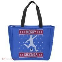 Christmas Soccer Merry Kickmas Ball Sport Player Xmas Meaningful Gift Tote Bag thumb 0