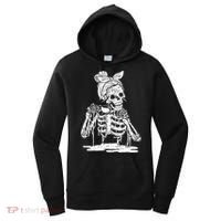 Caffeinated Skeleton Messy Bun Coffee Lover Skull Halloween Gift Women's Hoodie thumb 0