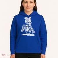 Caffeinated Skeleton Messy Bun Coffee Lover Skull Halloween Gift Hoodie thumb 5