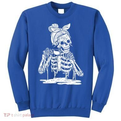 Caffeinated Skeleton Messy Bun Coffee Lover Skull Halloween Gift Sweatshirt