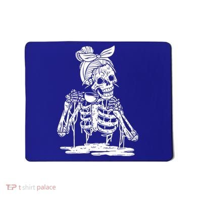 Caffeinated Skeleton Messy Bun Coffee Lover Skull Halloween Gift Mousepad