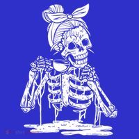 Caffeinated Skeleton Messy Bun Coffee Lover Skull Halloween Gift Women's T-Shirt thumb 6