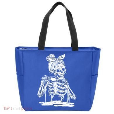 Caffeinated Skeleton Messy Bun Coffee Lover Skull Halloween Gift Tote Bag