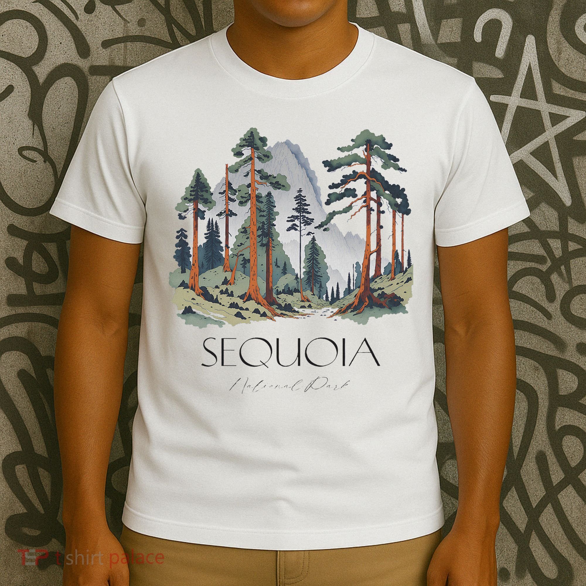 Cool Sequoia National Park Hiking Watercolor T-Shirt