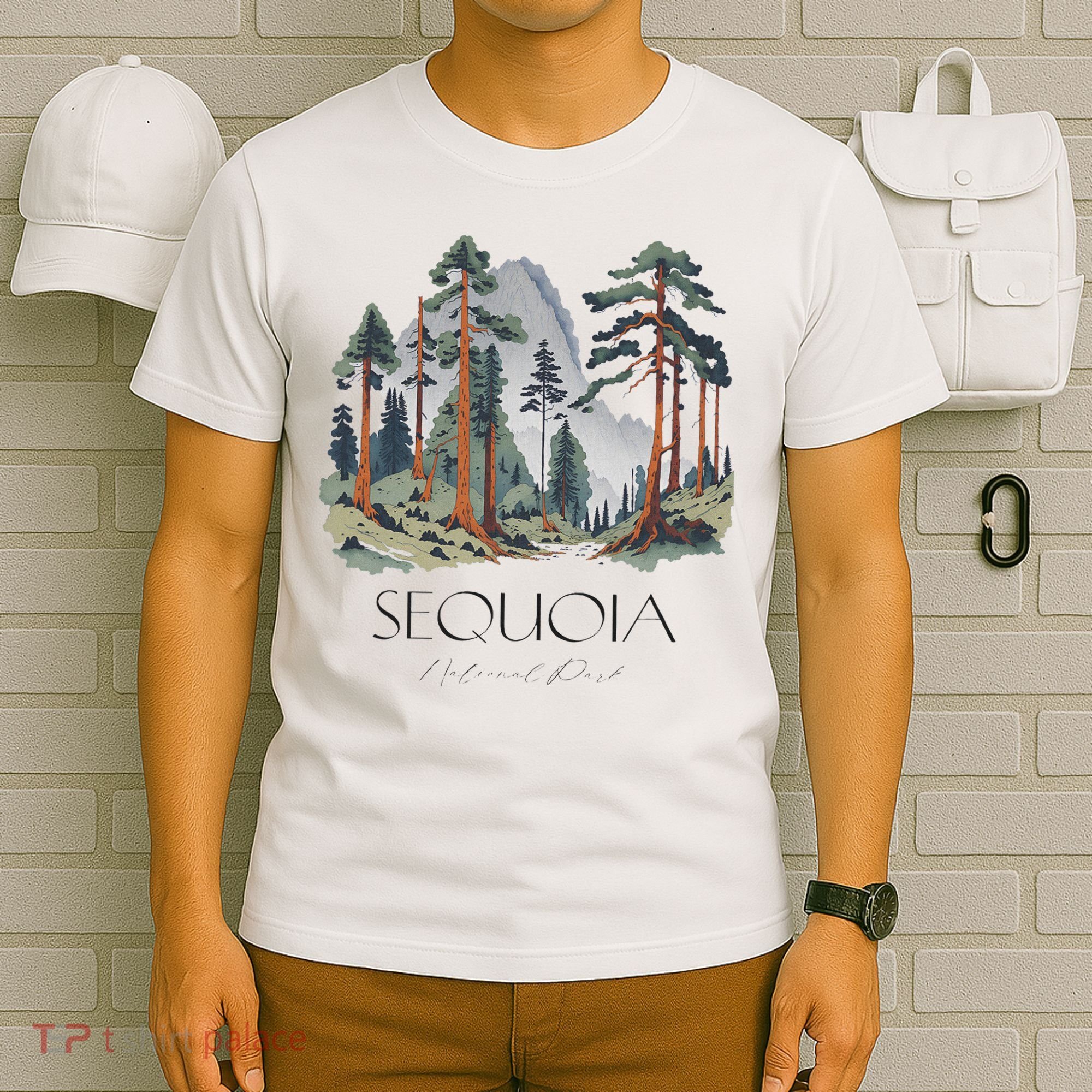 Cool Sequoia National Park Hiking Watercolor T-Shirt
