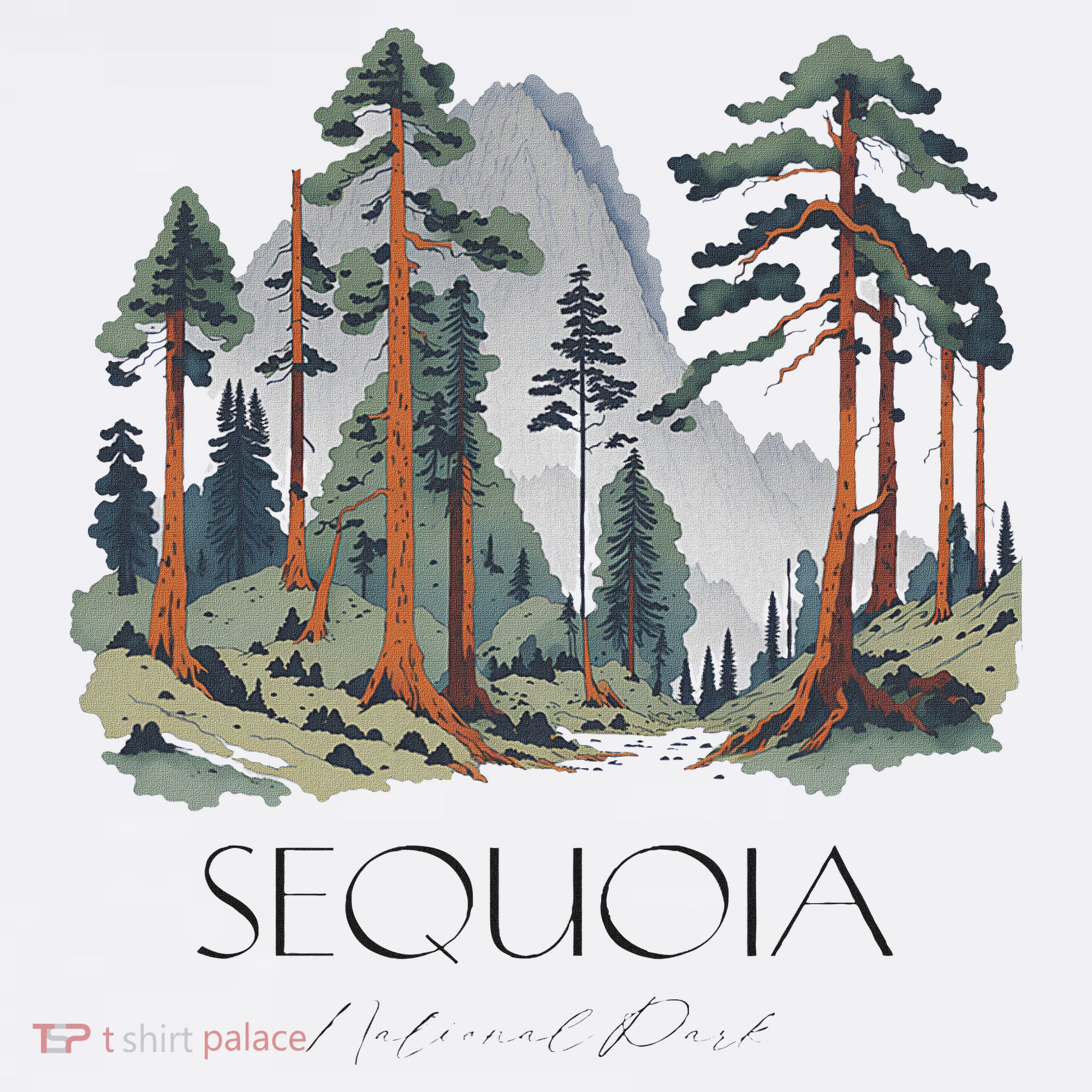 Cool Sequoia National Park Hiking Watercolor T-Shirt