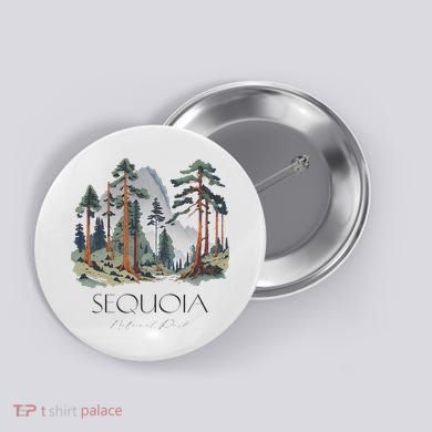 Cool Sequoia National Park Hiking Watercolor Button