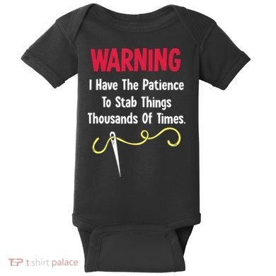 Cross Stitch Needlepoint Sewing Quilting Funny Baby Bodysuit