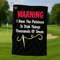 Cross Stitch Needlepoint Sewing Quilting Funny Golf Towel thumb 1