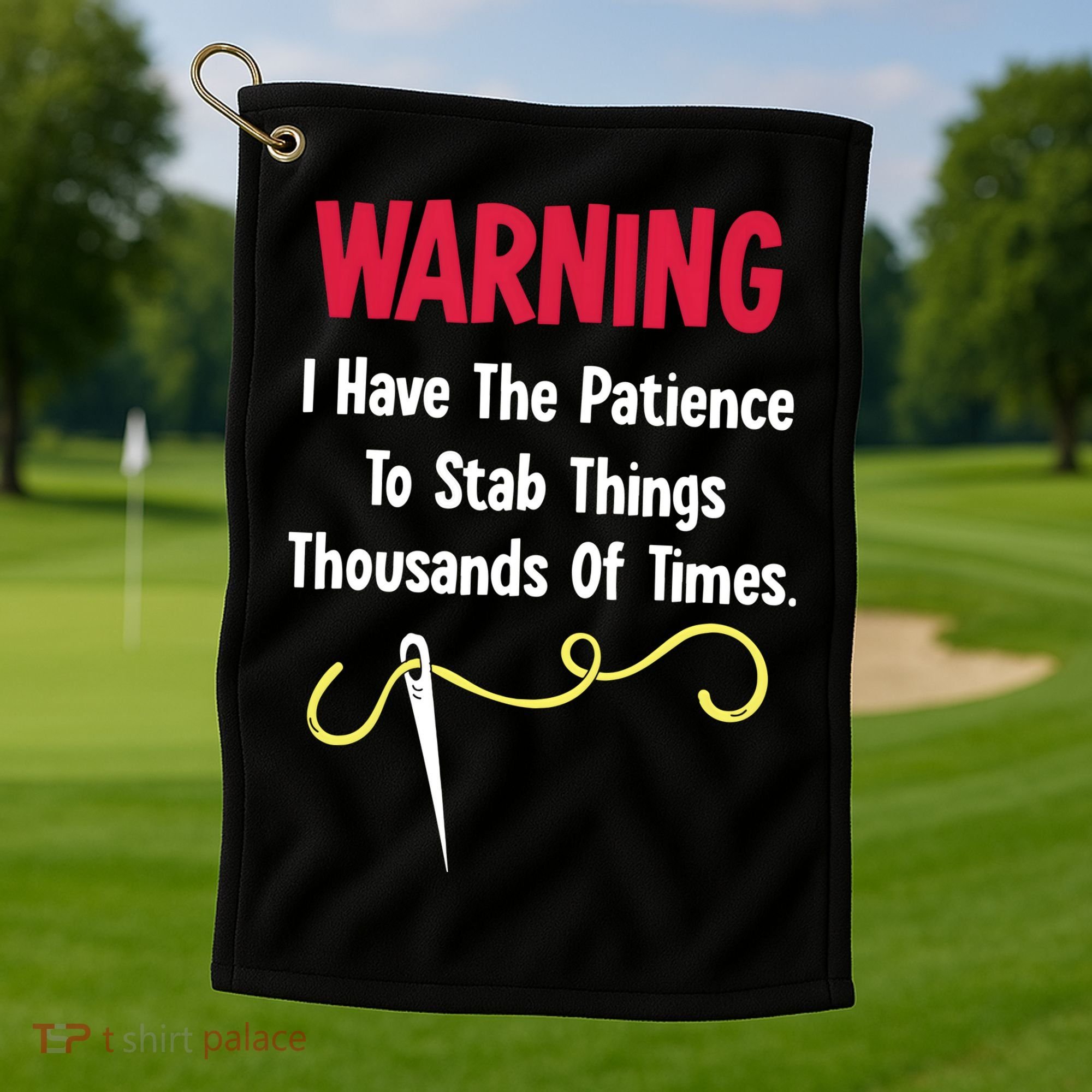 Cross Stitch Needlepoint Sewing Quilting Funny Golf Towel