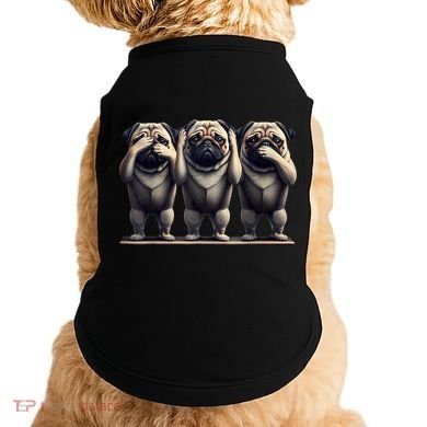 Cute See No Evil Hear No Evil Speak No Evil Three Pug Doggie Tank