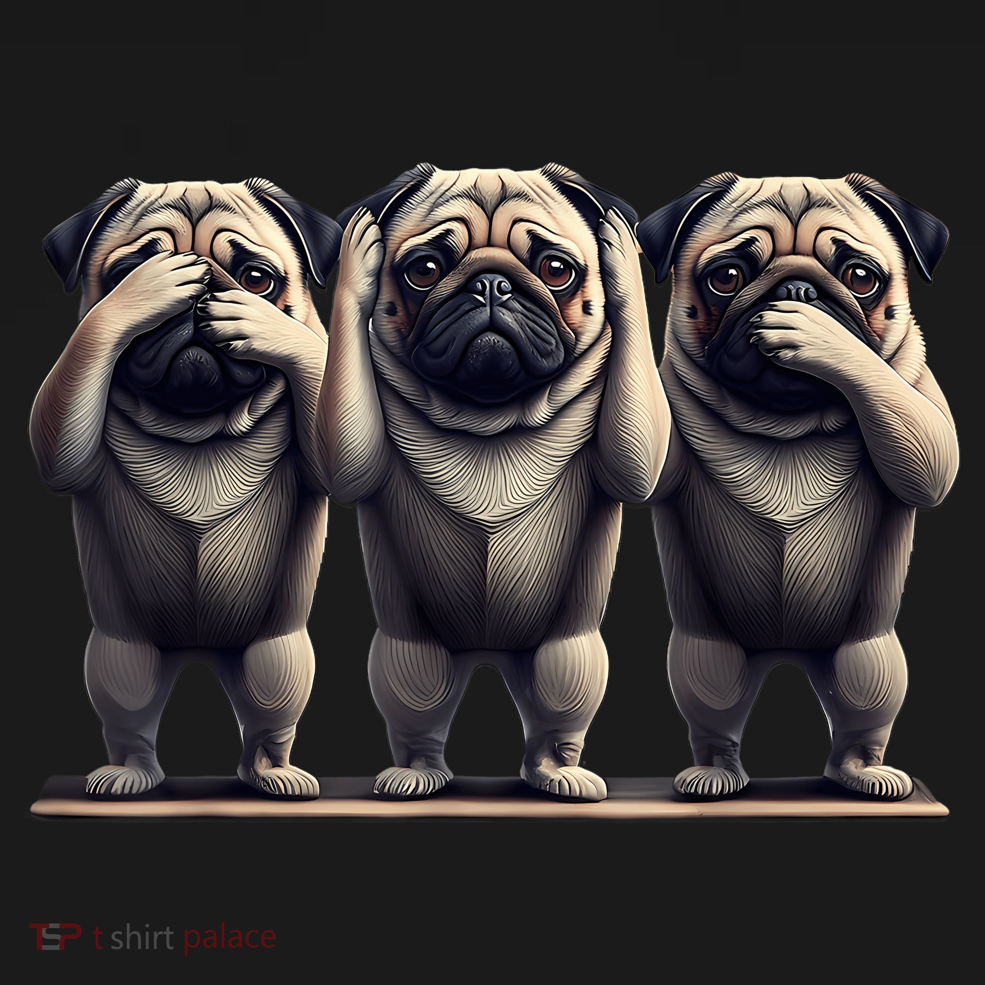 Cute See No Evil Hear No Evil Speak No Evil Three Pug Hoodie