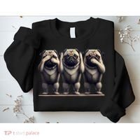 Cute See No Evil Hear No Evil Speak No Evil Three Pug Sweatshirt thumb 2