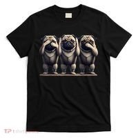 Cute See No Evil Hear No Evil Speak No Evil Three Pug T-Shirt thumb 0