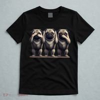 Cute See No Evil Hear No Evil Speak No Evil Three Pug T-Shirt thumb 5