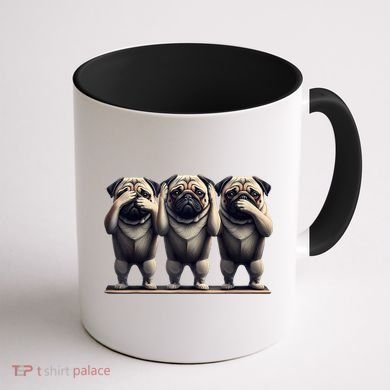 Cute See No Evil Hear No Evil Speak No Evil Three Pug Coffee Mug back