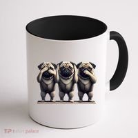 Cute See No Evil Hear No Evil Speak No Evil Three Pug Coffee Mug thumb 1