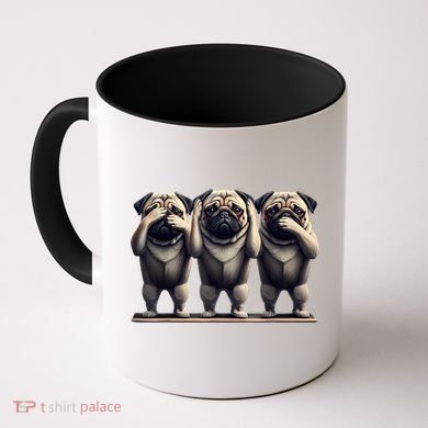 Cute See No Evil Hear No Evil Speak No Evil Three Pug Coffee Mug