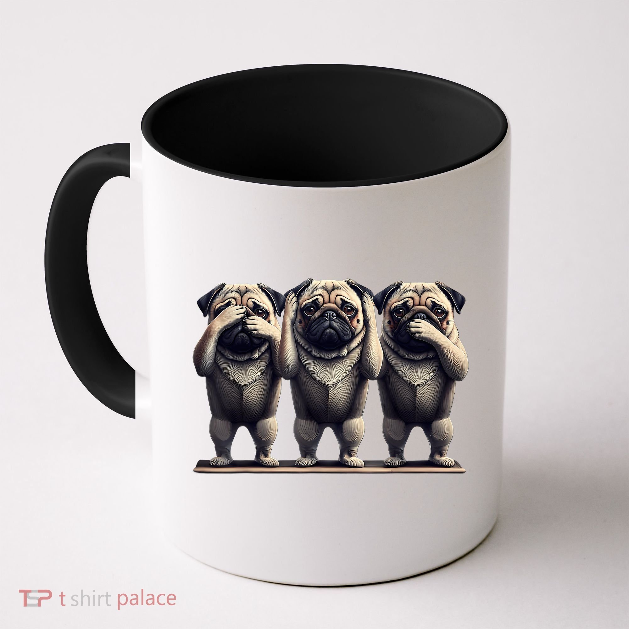 Cute See No Evil Hear No Evil Speak No Evil Three Pug Coffee Mug