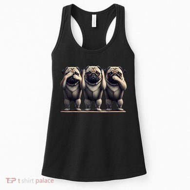 Cute See No Evil Hear No Evil Speak No Evil Three Pug Women's Tank Top