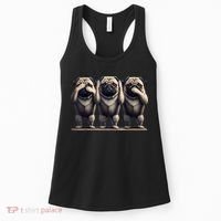 Cute See No Evil Hear No Evil Speak No Evil Three Pug Women's Tank Top thumb 0