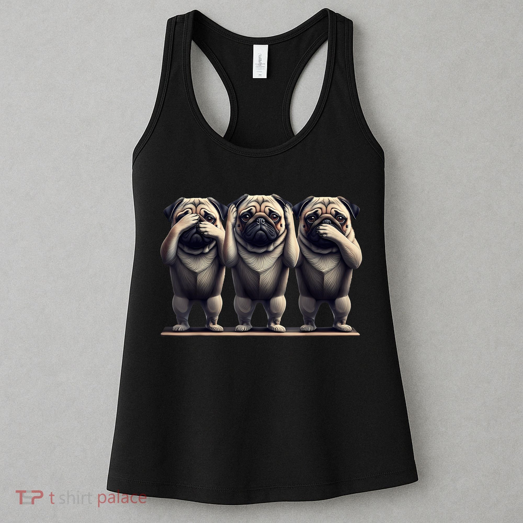 Cute See No Evil Hear No Evil Speak No Evil Three Pug Women's Tank Top