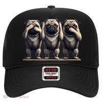 Cute See No Evil Hear No Evil Speak No Evil Three Pug Hat thumb 0
