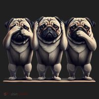Cute See No Evil Hear No Evil Speak No Evil Three Pug Hat thumb 2