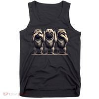 Cute See No Evil Hear No Evil Speak No Evil Three Pug Tank Top thumb 0