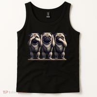 Cute See No Evil Hear No Evil Speak No Evil Three Pug Tank Top thumb 2