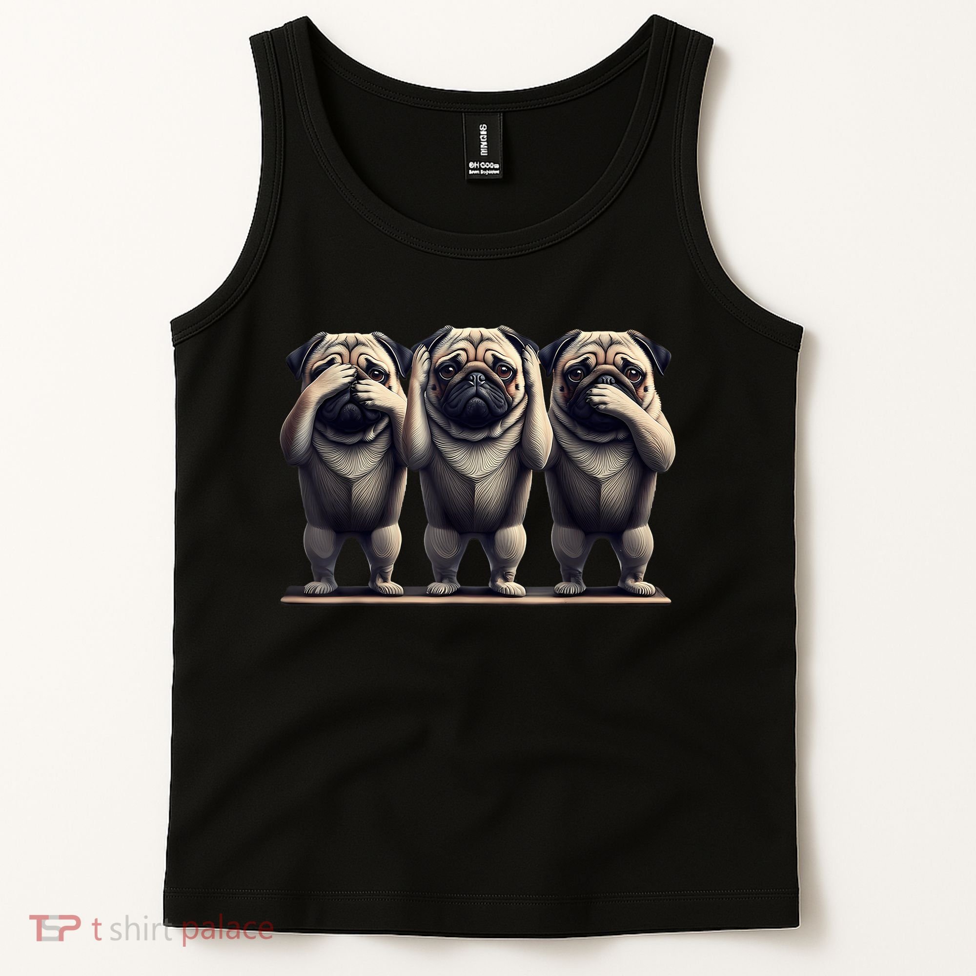 Cute See No Evil Hear No Evil Speak No Evil Three Pug Tank Top