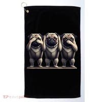 Cute See No Evil Hear No Evil Speak No Evil Three Pug Golf Towel thumb 0